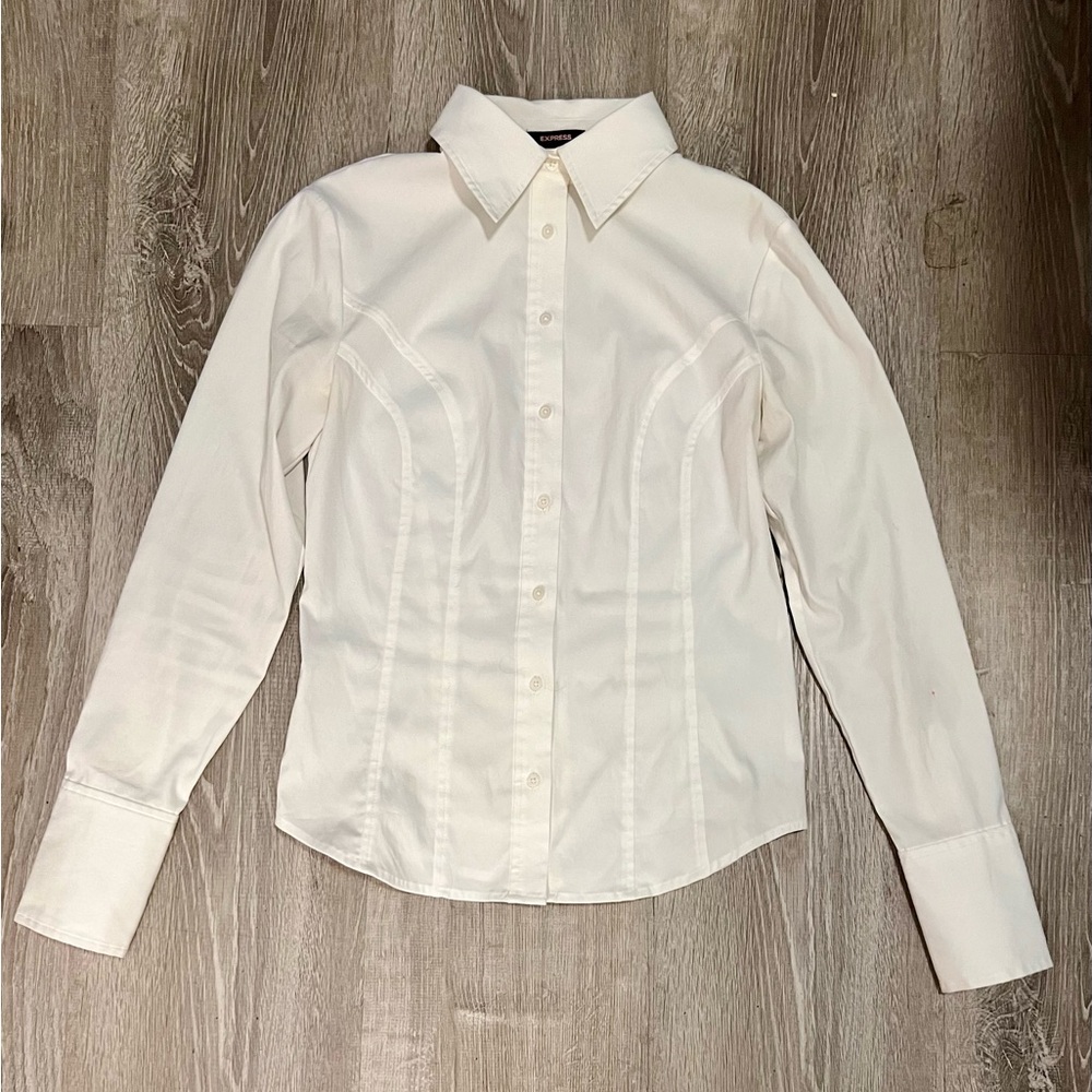 Express Stretch Long Sleeve Portofino Shirt - White